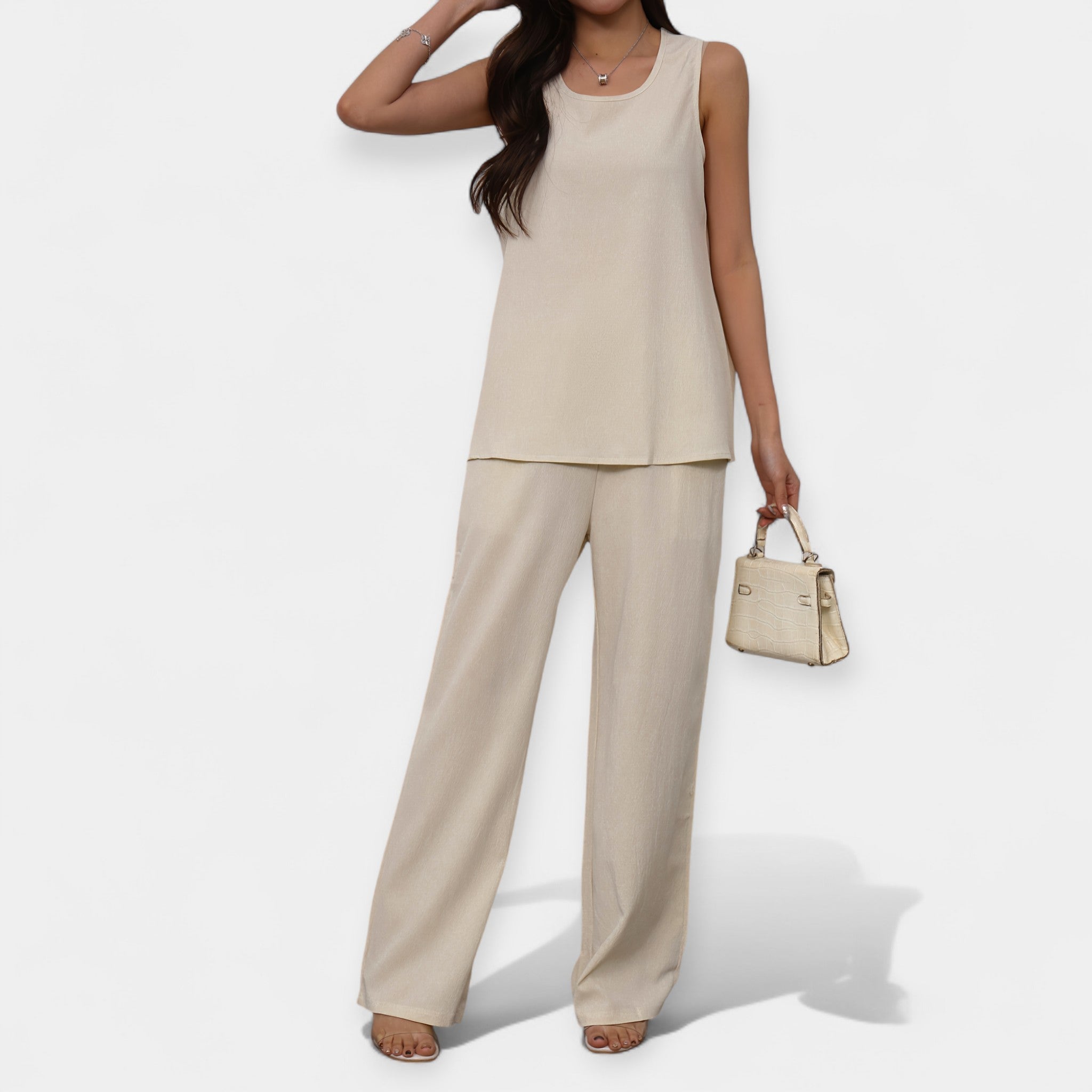 Sleeveless Top & Wide Pants Set
