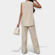 Sleeveless Top & Wide Pants Set