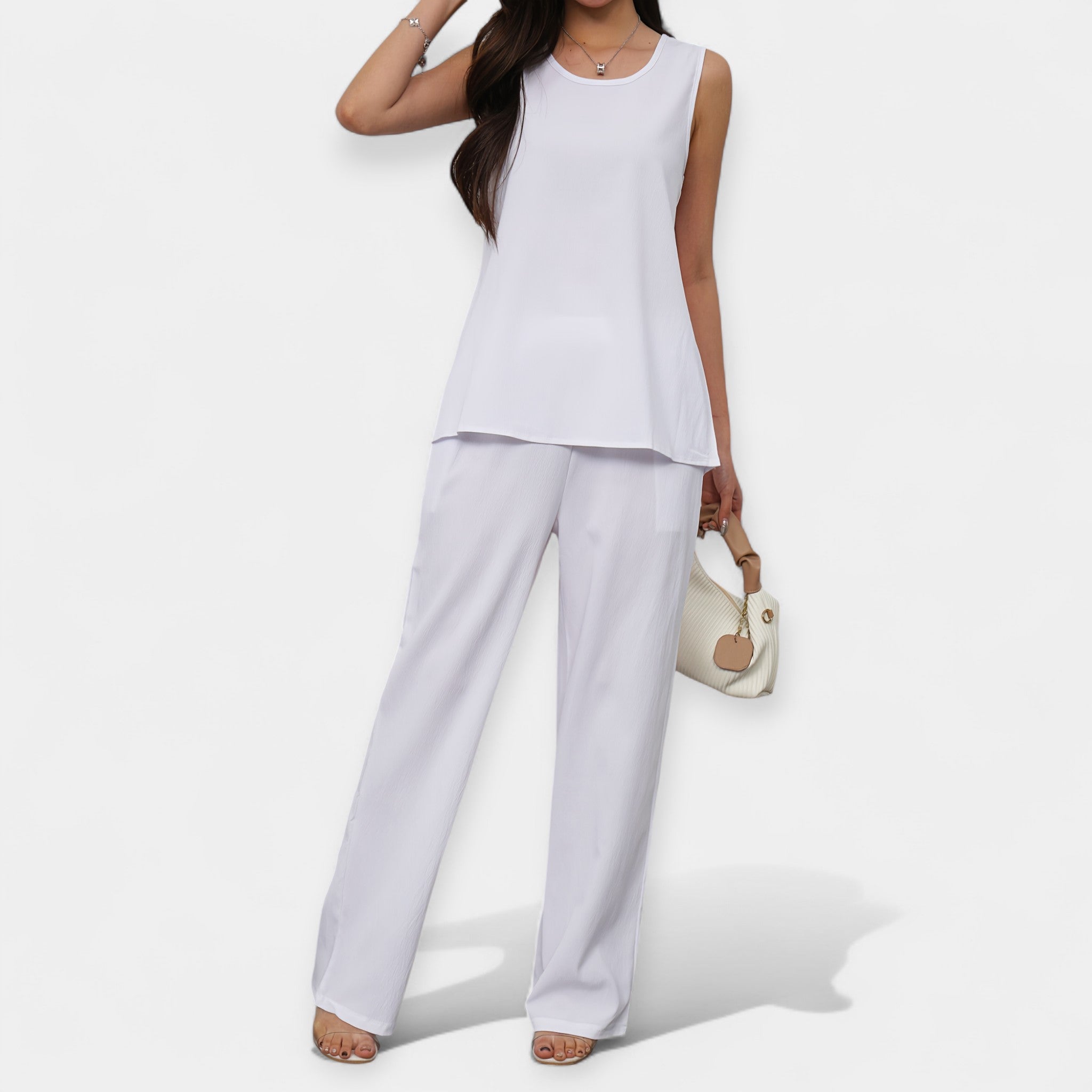 Sleeveless Top & Wide Pants Set